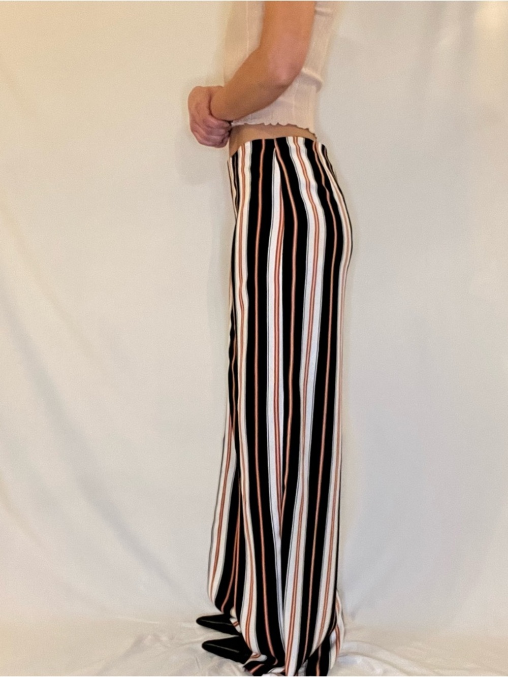 Forever 21 Striped High Rise Wide Leg Trouser Casual Dress Pants Women's Medium - Picture 5 of 10
